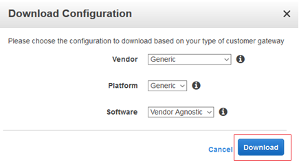 Download Configuration window