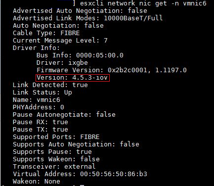 Esxi nic driver version