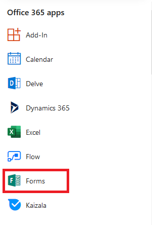 click on Microsoft Forms